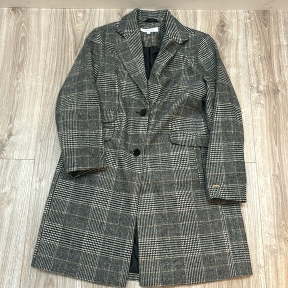 Nine West plaid wool blend gray blazer size large like new